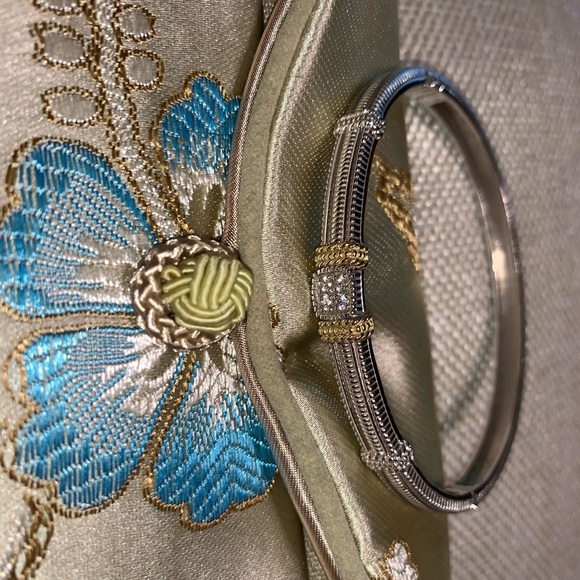 Judith Ripka Sterling 18k Diamond Cuff Bracelet - Picture 3 of 8